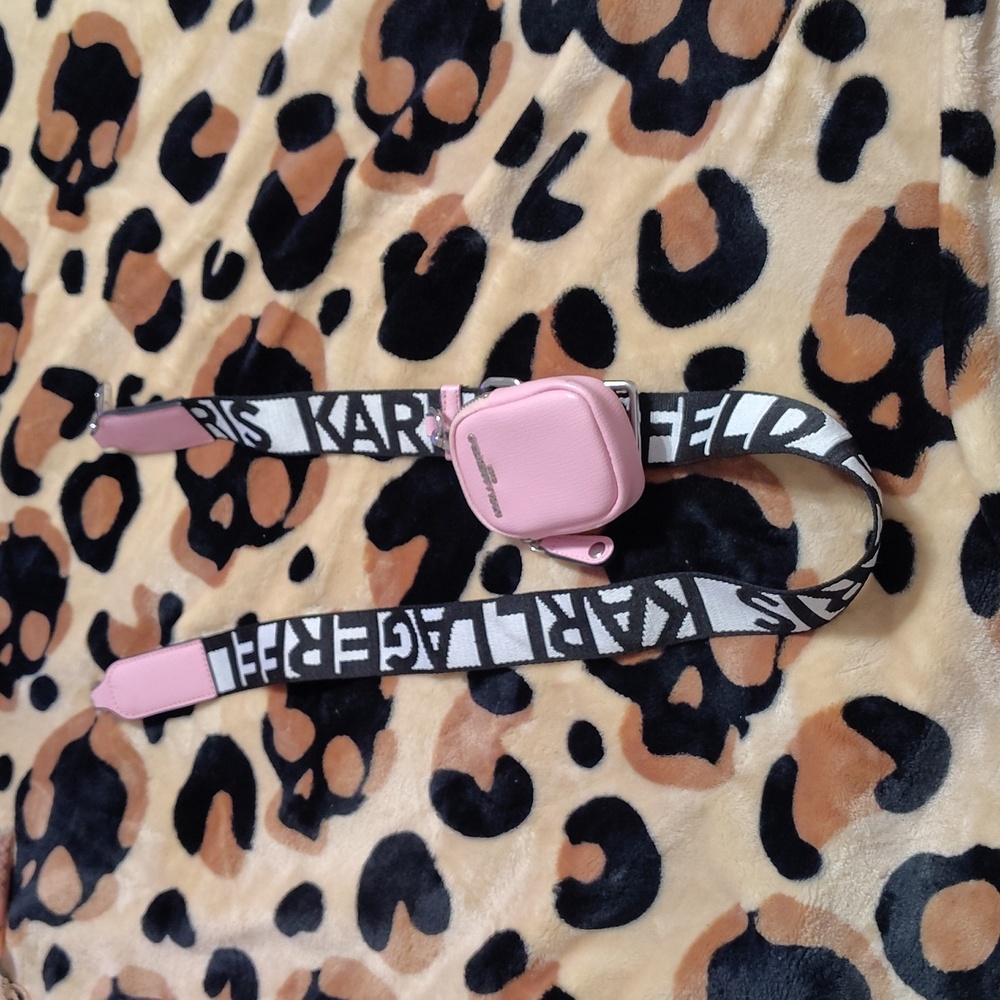 Karl Lagerfeld Pink Cross Body Strap with Black and White - Picture 4 of 5